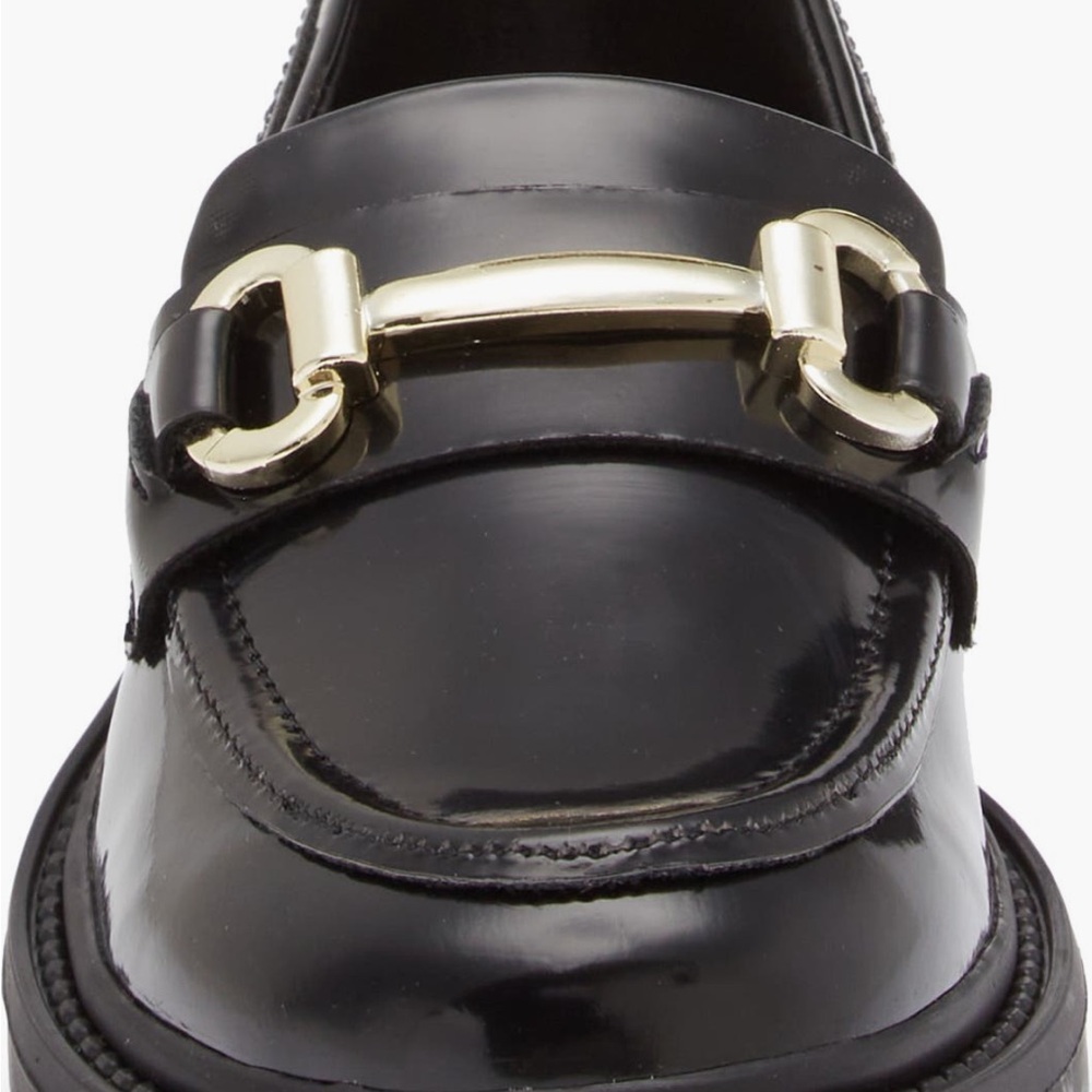 Steve Madden Black Patent Leather and Gold Loafers girls size 4 - Picture 8 of 10